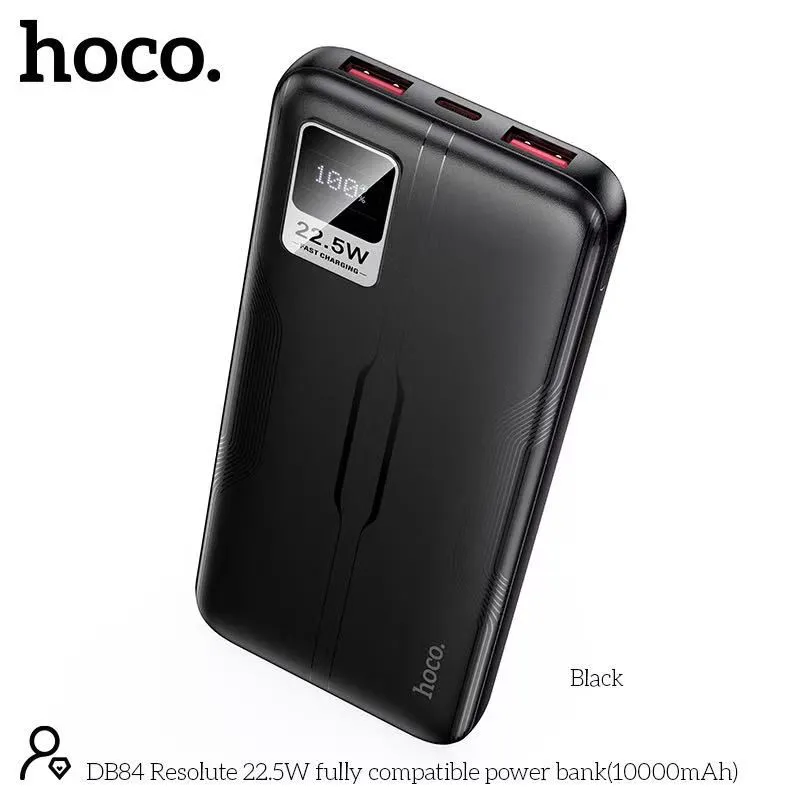 Hoco DB84 Resolute 22.5W 10000mAh Power Bank – 22.5W USB-A, 20W PD & 18W Dual Input