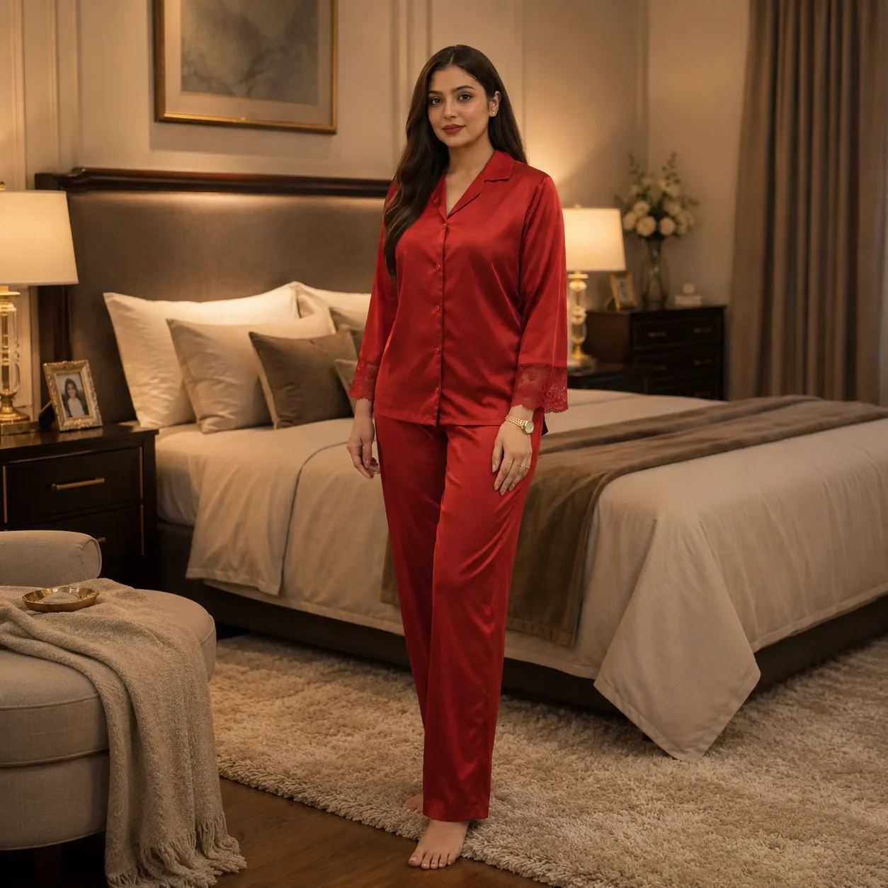 Premium Full Sleeve PJ Set - Red color