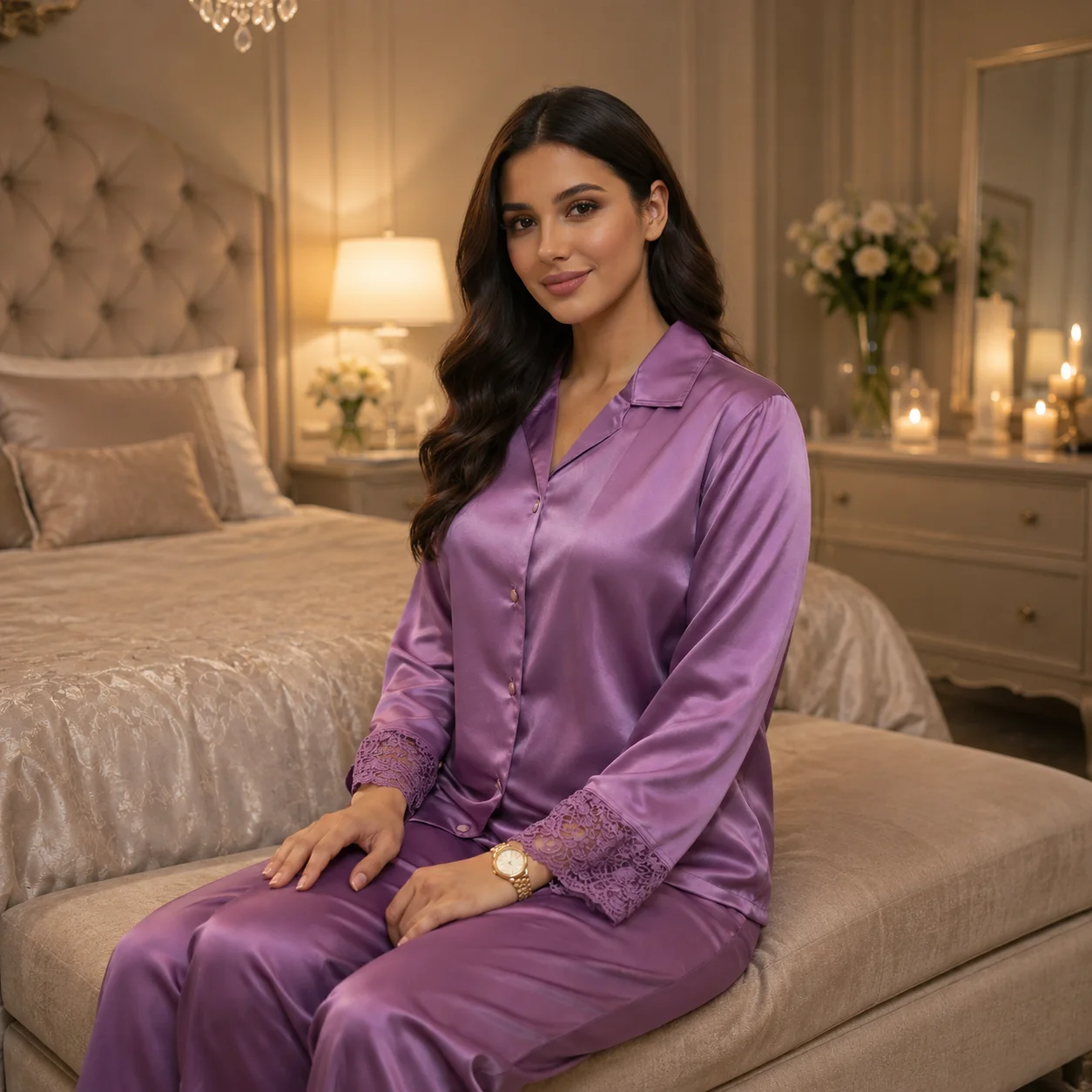 Premium Full Sleeve PJ Set - Onion Color